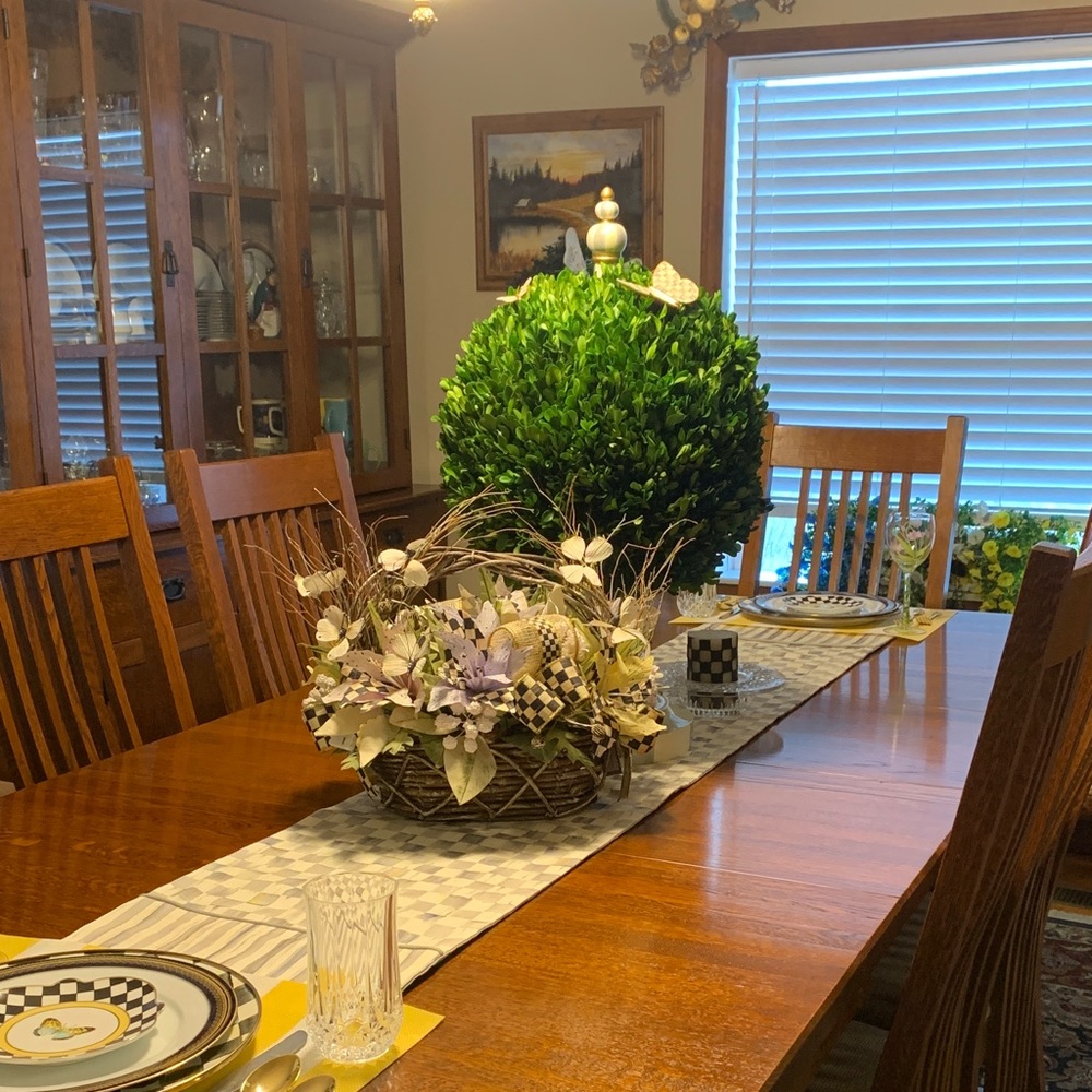 MacKenzie-Childs Checkered Plates with Green and Yellow Accents